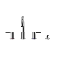 TOTO LB Two-Handle Deck-Mount Roman Tub Filler Trim with Handshower, Polished Chrome, Brass, TBS01202U#CP