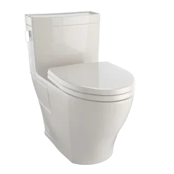 TOTO Legato WASHLET+ One-Piece Elongated 1.28 GPF Universal Height Skirted Toilet with CEFIONTECT, Bone, Vitreous China, MS624124CEFG#03