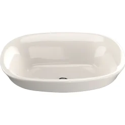 TOTO Maris Oval Semi-Recessed Vessel Bathroom Sink with CEFIONTECT, Sedona Beige, Vitreous China, LT480G#12