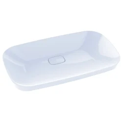 TOTO Neorest Kiwami Rectangular Semi-Recessed Fireclay Vessel Bathroom Sink with CEFIONTECT, Cotton White, Fired Clay, LT994G#01