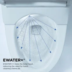 TOTO NEOREST NX2 Dual Flush 1.0 or 0.8 GPF Toilet with Integrated Bidet Seat and EWATER+ and ACTILIGHT, Cotton White, Vitreous China, MS903CUMFX#01