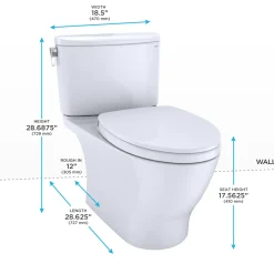 TOTO Nexus 1G Two-Piece Elongated 1.0 GPF Universal Height Toilet with SS124 SoftClose Seat, WASHLET+ Ready, Ebony, Vitreous China, MS442124CUF#51