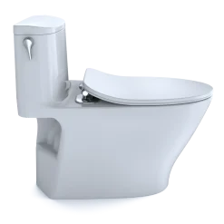 TOTO Nexus One-Piece Elongated 1.28 GPF Universal Height Toilet with CEFIONTECT and SS234 SoftClose Seat, WASHLET+ Ready, Cotton White, Vitreous China, MS642234CEFG#01