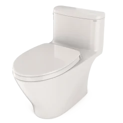 TOTO Nexus One-Piece Elongated 1.28 GPF Universal Height Toilet with CEFIONTECT and SS124 SoftClose Seat, WASHLET+ Ready, Colonial White, Vitreous China, MS642124CEFG#11