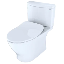 TOTO Nexus Two-Piece Elongated 1.28 GPF Universal Height Toilet with CEFIONTECT and SS234 SoftClose Seat, WASHLET+ Ready, Cotton White, Vitreous China, MS442234CEFG#01
