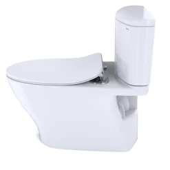TOTO Nexus Two-Piece Elongated 1.28 GPF Universal Height Toilet with CEFIONTECT and SS234 SoftClose Seat, WASHLET+ Ready, Cotton White, Vitreous China, MS442234CEFG#01