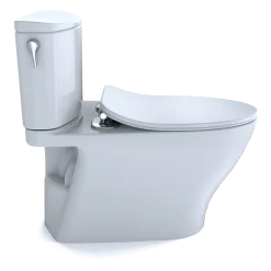 TOTO Nexus Two-Piece Elongated 1.28 GPF Universal Height Toilet with CEFIONTECT and SS234 SoftClose Seat, WASHLET+ Ready, Cotton White, Vitreous China, MS442234CEFG#01