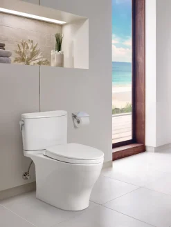 TOTO Nexus Two-Piece Elongated 1.28 GPF Universal Height Toilet with CEFIONTECT and SS124 SoftClose Seat, WASHLET+ Ready, Sedona Beige, Vitreous China, MS442124CEFG#12