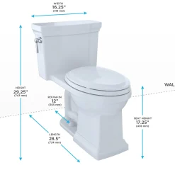 TOTO Promenade II 1G One-Piece Elongated 1.0 GPF Universal Height Toilet, Ebony, Vitreous China, MS814224CUF#51