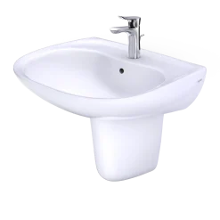 TOTO Prominence Oval Wall-Mount Bathroom Sink with CeFiONtect and Shroud for Single Hole Faucets, Cotton White, Vitreous China, LHT242G#01