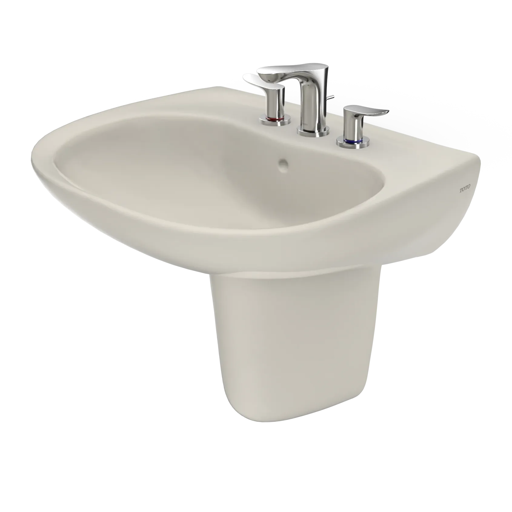 TOTO Prominence Oval Wall-Mount Bathroom Sink with CEFIONTECT and Shroud for 8 Inch Center Faucets, Sedona Beige, Vitreous China, LHT242.8G#12