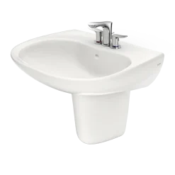 TOTO Prominence Oval Wall-Mount Bathroom Sink with CEFIONTECT and Shroud for 4 Inch Center Faucets, Colonial White, Vitreous China, LHT242.4G#11
