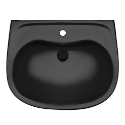 TOTO Prominence Oval Wall-Mount Bathroom Sink and Shroud for Single Hole Faucets, Ebony, Vitreous China, LHT242#51