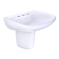 TOTO Prominence Oval Wall-Mount Bathroom Sink with CEFIONTECT and Shroud for 8 Inch Center Faucets, Cotton White, Vitreous China, LHT242.8G#01