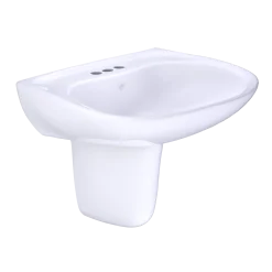 TOTO Prominence Oval Wall-Mount Bathroom Sink with CEFIONTECT and Shroud for 4 Inch Center Faucets, Cotton White, Vitreous China, LHT242.4G#01