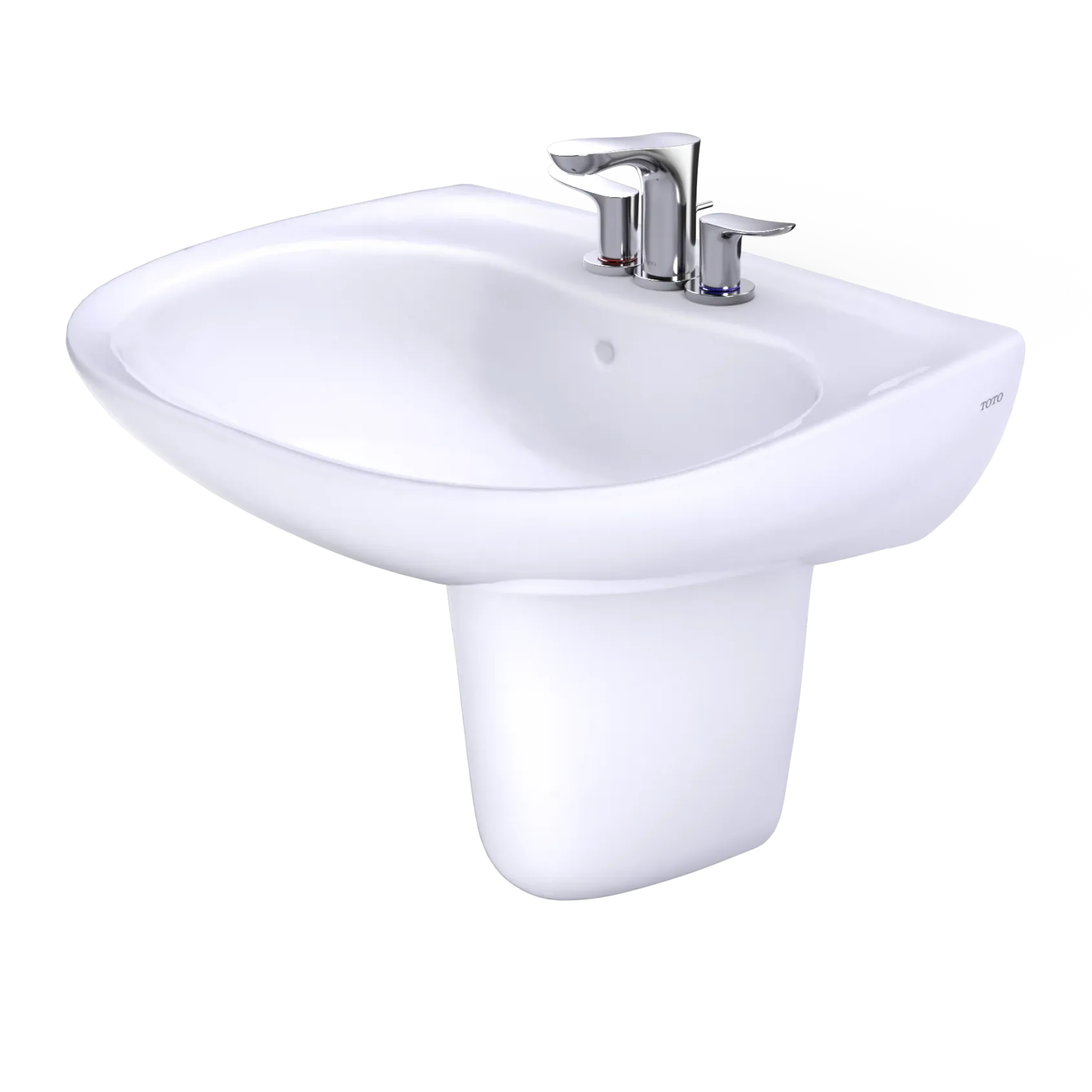 TOTO Prominence Oval Wall-Mount Bathroom Sink with CEFIONTECT and Shroud for 4 Inch Center Faucets, Cotton White, Vitreous China, LHT242.4G#01
