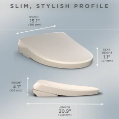 TOTO S7 WASHLET Electronic Bidet Toilet Seat with EWATER+ Bowl and Wand Cleaning, Contemporary Lid, Elongated, Sedona Beige, Plastic, SW4726#12