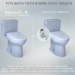 TOTO S7 WASHLET+ Electronic Bidet Toilet Seat with EWATER+ Bowl and Wand Cleaning and Classic Lid, Elongated, Cotton White, Plastic, SW4724AT40#01
