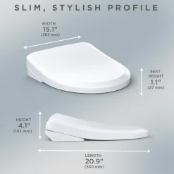 TOTO S7 WASHLET+ Electronic Bidet Toilet Seat with EWATER+ Bowl and Wand Cleaning and Classic Lid, Elongated, Cotton White, Plastic, SW4724AT40#01