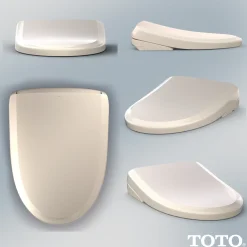 TOTO S7 WASHLET Electronic Bidet Toilet Seat with EWATER+ Bowl and Wand Cleaning, Classic Lid, Elongated, Sedona Beige, Plastic, SW4724#12