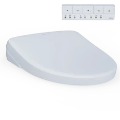TOTO S7 WASHLET+ Electronic Bidet Toilet Seat with EWATER+ Bowl and Wand Cleaning and Contemporary Lid, Elongated, Cotton White, Plastic, SW4726AT40#01