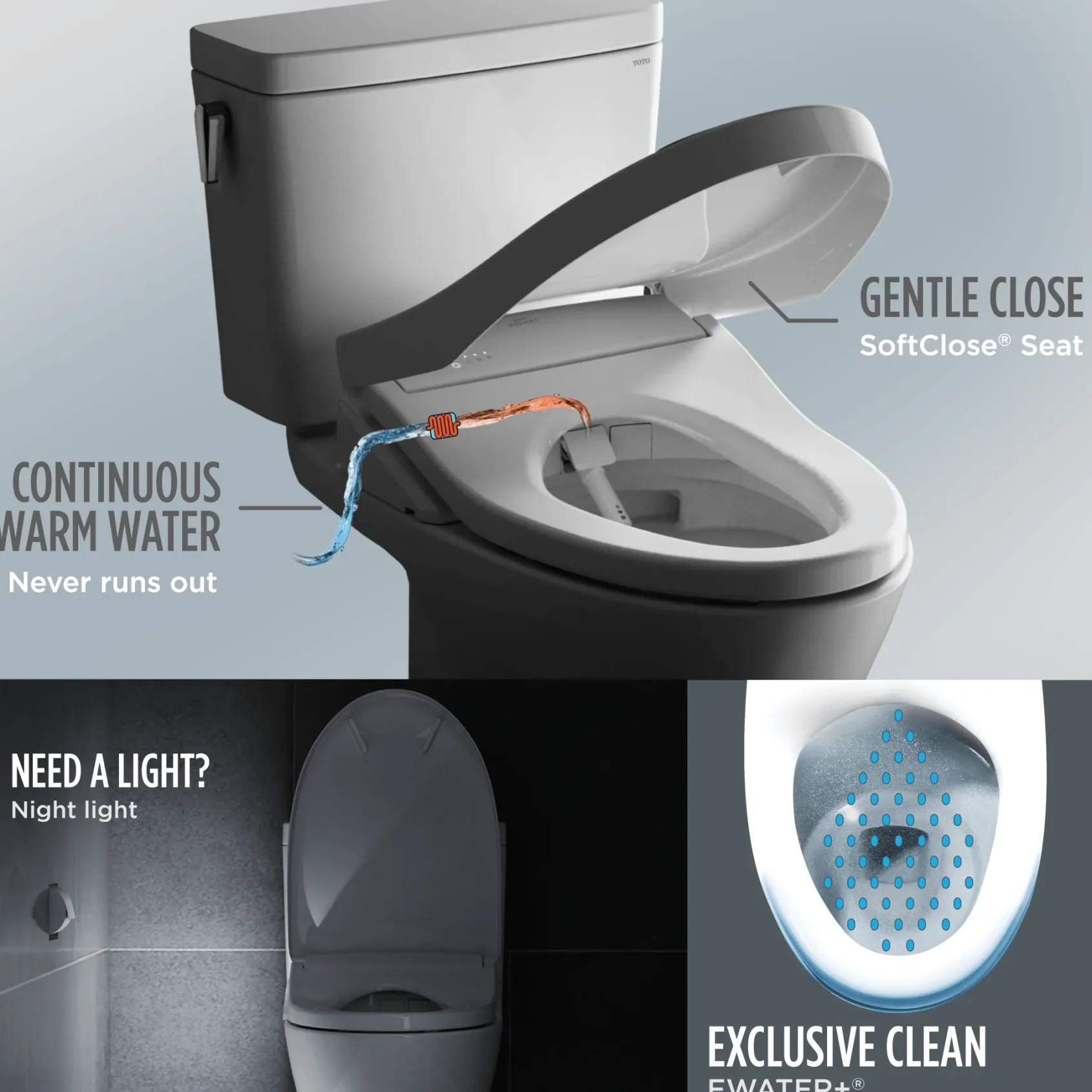 TOTO S7 WASHLET+ Electronic Bidet Toilet Seat with EWATER+ Bowl and Wand Cleaning and Contemporary Lid, Elongated, Cotton White, Plastic, SW4726AT40#01