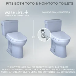 TOTO S7A WASHLET+ Electronic Bidet Toilet Seat, EWATER+ Bowl and Wand Cleaning, Auto Open and Close Classic Lid, Elongated, Cotton White, Plastic, SW4734AT40#01