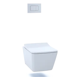TOTO SoftClose Slim Square Non-Slamming Seat and Lid for SP Wall-Hung Toilet, Cotton White- Urea Resin, SS249R#01