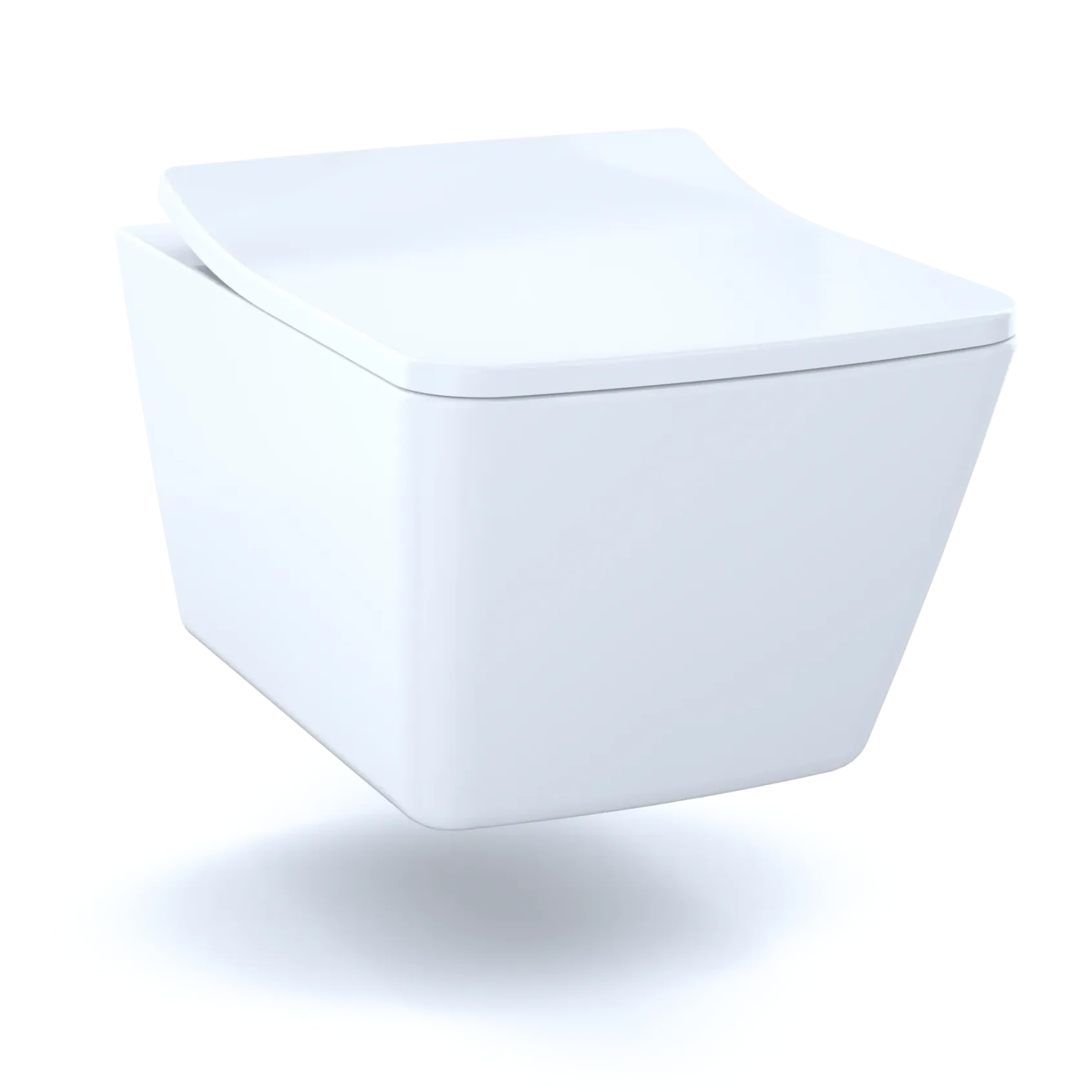 TOTO SoftClose Slim Square Non-Slamming Seat and Lid for SP Wall-Hung Toilet, Cotton White- Urea Resin, SS249R#01