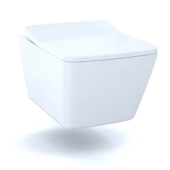 TOTO SP Wall-Hung Contemporary Square-Shape Dual Flush 1.28 and 0.9 GPF Toilet with CEFIONTECT- Vitreous China, Cotton White, CT449CFG#01