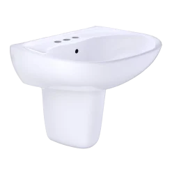 TOTO Supreme Oval Wall-Mount Bathroom Sink with CEFIONTECT and Shroud for 4 Inch Center Faucets, Cotton White, Vitreous China, LHT241.4G#01