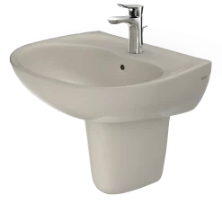 TOTO Supreme Oval Wall-Mount Bathroom Sink with CeFiONtect and Shroud for Single Hole Faucets, Bone, Vitreous China, LHT241G#03