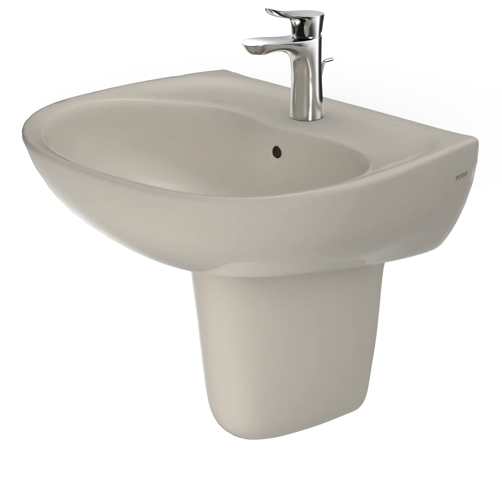 TOTO Supreme Oval Wall-Mount Bathroom Sink with CeFiONtect and Shroud for Single Hole Faucets, Bone, Vitreous China, LHT241G#03