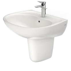 TOTO Supreme Oval Wall-Mount Bathroom Sink with CeFiONtect and Shroud for Single Hole Faucets, Colonial White, Vitreous China, LHT241G#11