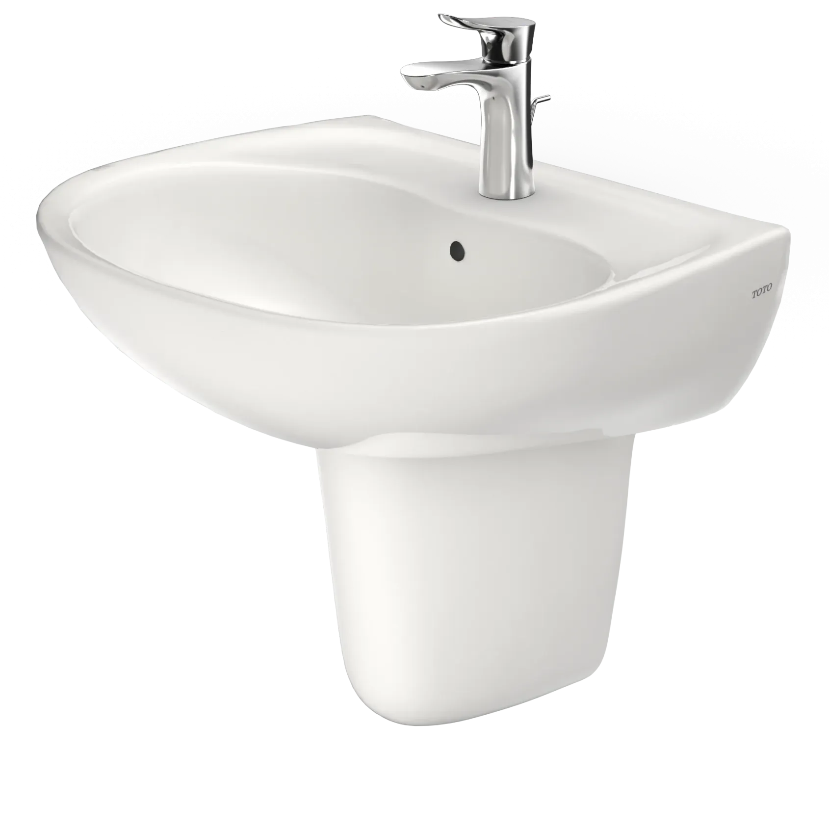TOTO Supreme Oval Wall-Mount Bathroom Sink with CeFiONtect and Shroud for Single Hole Faucets, Colonial White, Vitreous China, LHT241G#11