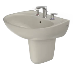 TOTO Supreme Oval Wall-Mount Bathroom Sink with CEFIONTECT and Shroud for 8 Inch Center Faucets, Bone, Vitreous China, LHT241.8G#03