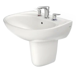 TOTO Supreme Oval Wall-Mount Bathroom Sink with CEFIONTECT and Shroud for 8 Inch Center Faucets, Colonial White, Vitreous China, LHT241.8G#11