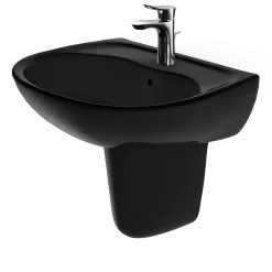 TOTO Supreme Oval Wall-Mount Bathroom Sink and Shroud for Single Hole Faucets, Ebony, Vitreous China, LHT241#51
