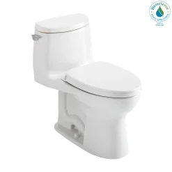 TOTO UltraMax II 1G One-Piece Elongated 1.0 GPF Universal Height Toilet with CEFIONTECT and SS124 SoftClose Seat, WASHLET+ Ready, Cotton White, Vitreous China|Plastic, MS604124CUFG#01