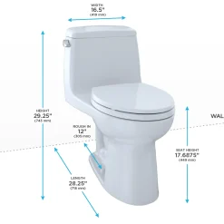 TOTO UltraMax One-Piece Elongated 1.6 GPF ADA Compliant Toilet, Colonial White, Vitreous China, MS854114SL#11
