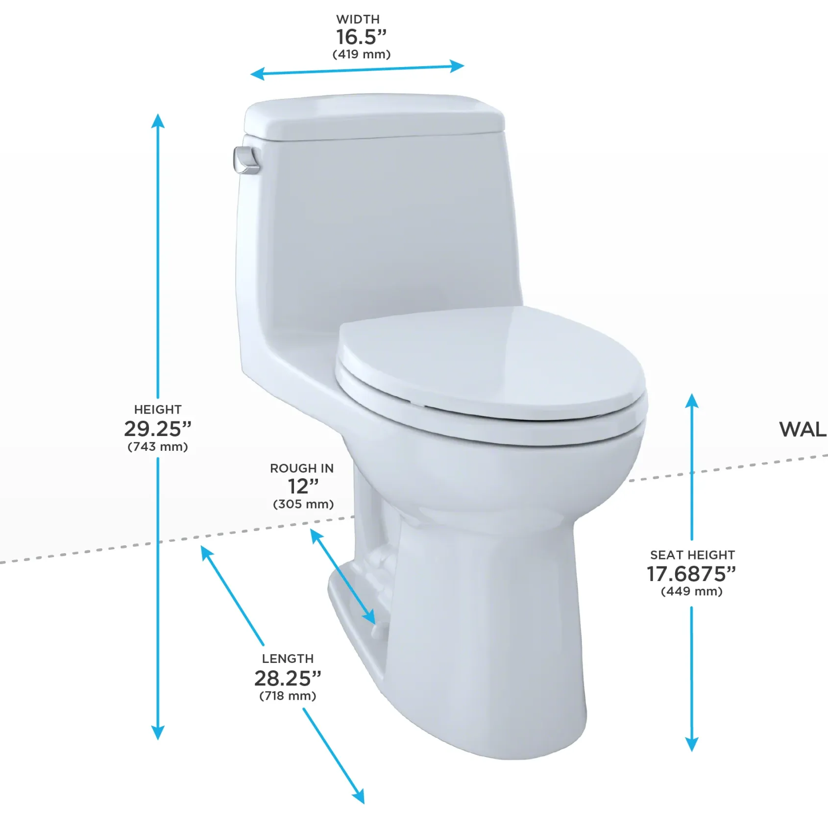 TOTO UltraMax One-Piece Elongated 1.6 GPF ADA Compliant Toilet, Bone, Vitreous China, MS854114SL#03