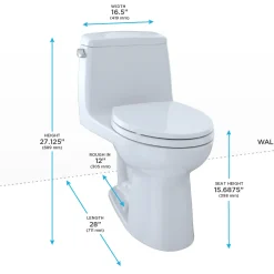 TOTO UltraMax One-Piece Elongated 1.6 GPF Toilet, Sedona Beige, Vitreous China, MS854114S#12