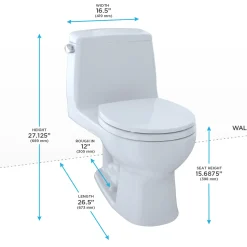 TOTO UltraMax One-Piece Round Bowl 1.6 GPF Toilet, Bone, Vitreous China, MS853113S#03