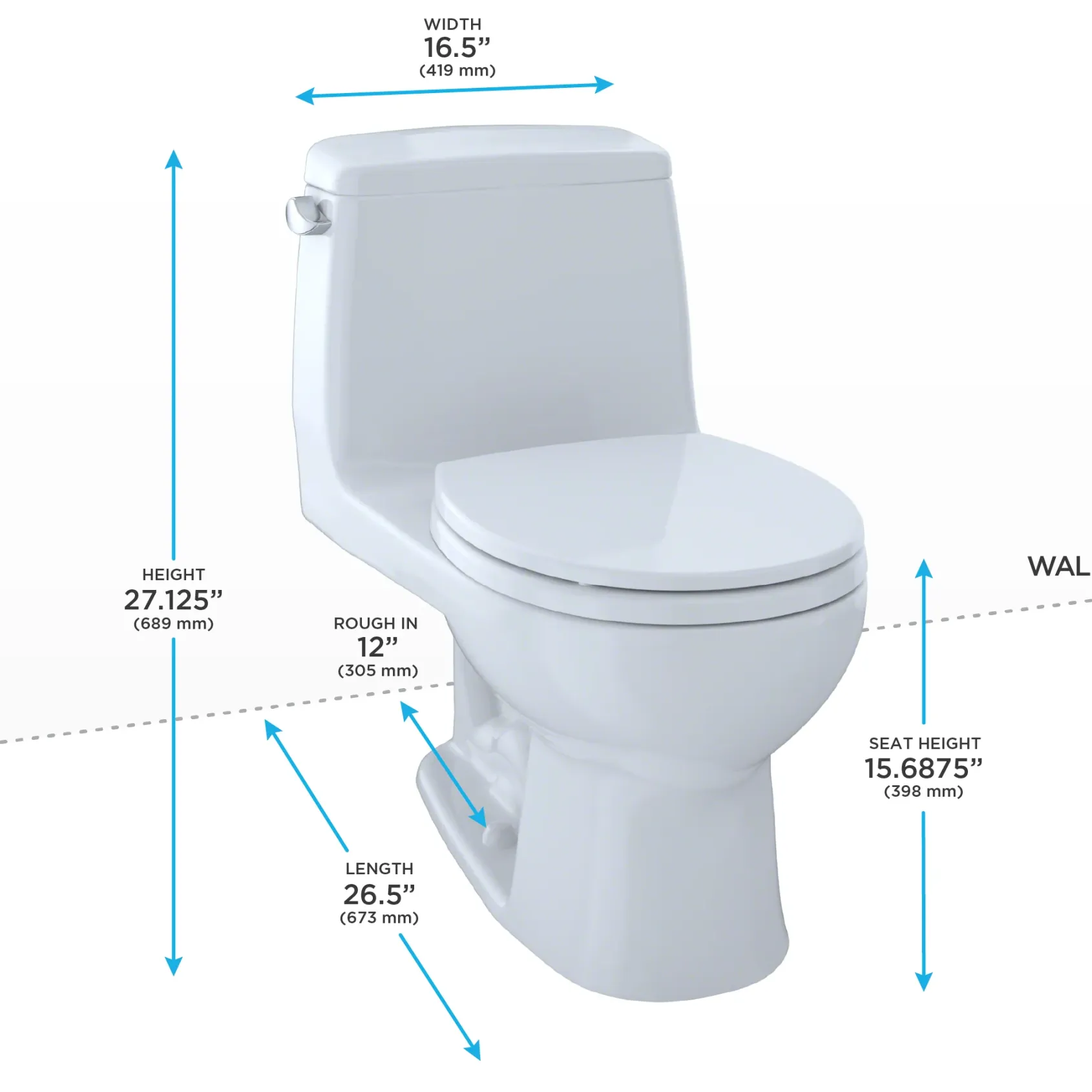 TOTO UltraMax One-Piece Round Bowl 1.6 GPF Toilet, Cotton White, Vitreous China, MS853113S#01