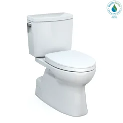 TOTO Vespin II 1G Two-Piece Elongated 1.0 GPF Universal Height Toilet with CEFIONTECT and SS124 SoftClose Seat, WASHLET+ Ready, Cotton White, Vitreous China|Plastic, MS474124CUFG#01