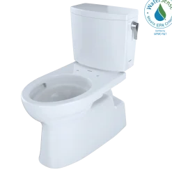 TOTO Vespin II 1G Two-Piece Elongated 1.0 GPF Universal Height Skirted Toilet with CEFIONTECT and Right-Hand Trip Lever, Cotton White, Vitreous China, CST474CUFRG#01