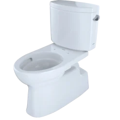 TOTO Vespin II Two-Piece Elongated 1.28 GPF Universal Height Skirted Toilet with CEFIONTECT and Right-Hand Trip Lever, Cotton White, Vitreous China, CST474CEFRG#01