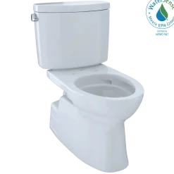 TOTO Vespin II Two-Piece Elongated 1.28 GPF Universal Height Skirted Design Toilet with CEFIONTECT, Cotton White, Vitreous China, CST474CEFG#01