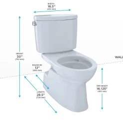 TOTO Vespin II Two-Piece Elongated 1.28 GPF Universal Height Skirted Design Toilet with CEFIONTECT, Cotton White, Vitreous China, CST474CEFG#01
