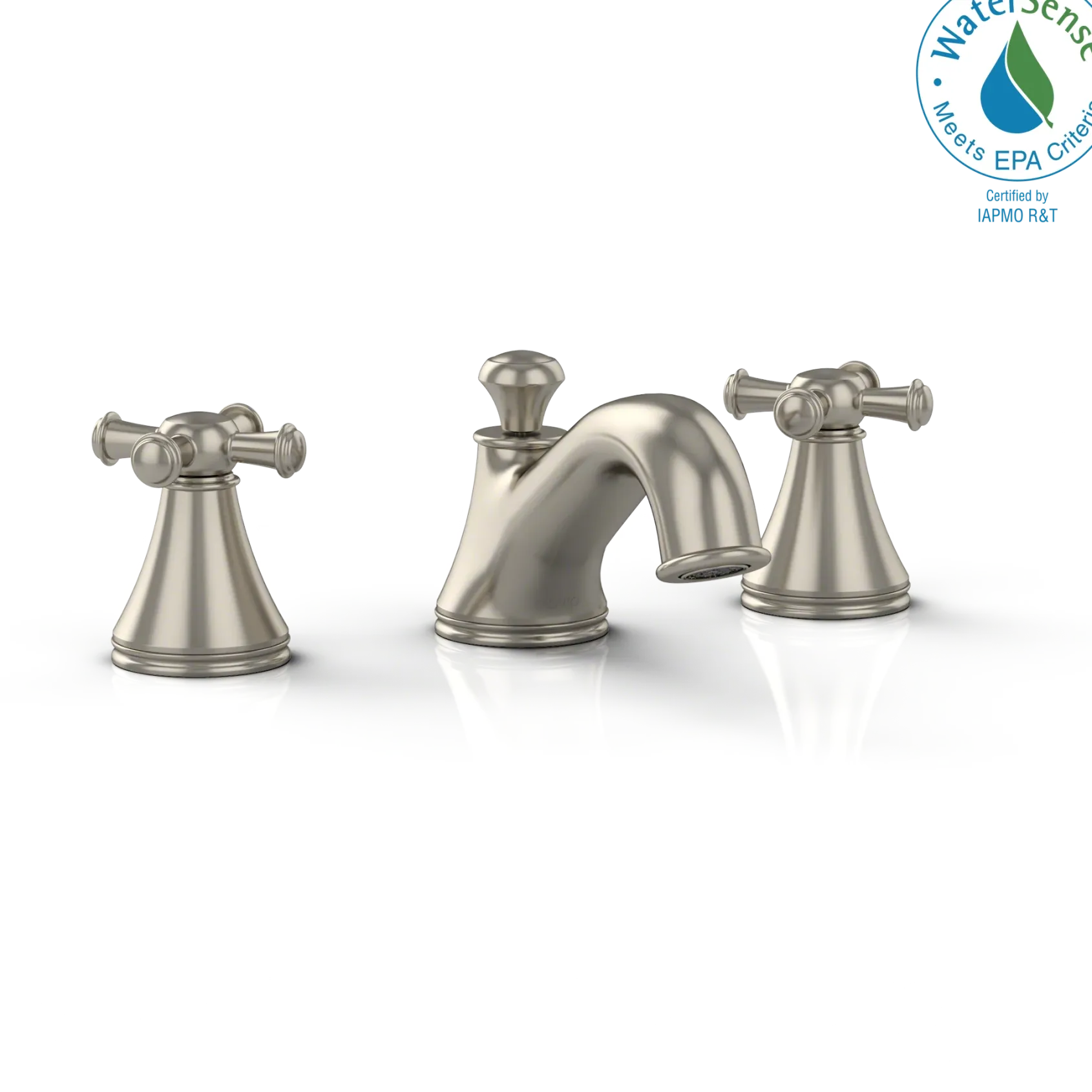 TOTO Vivian Two Cross Handle Widespread 1.2 GPM Bathroom Sink Faucet, Brushed Nickel, Brass, TL220DD12#BN